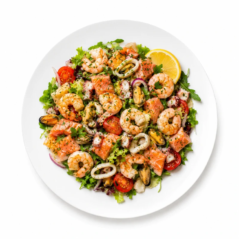 Salade de la mer aux Crevettes et au Saumon